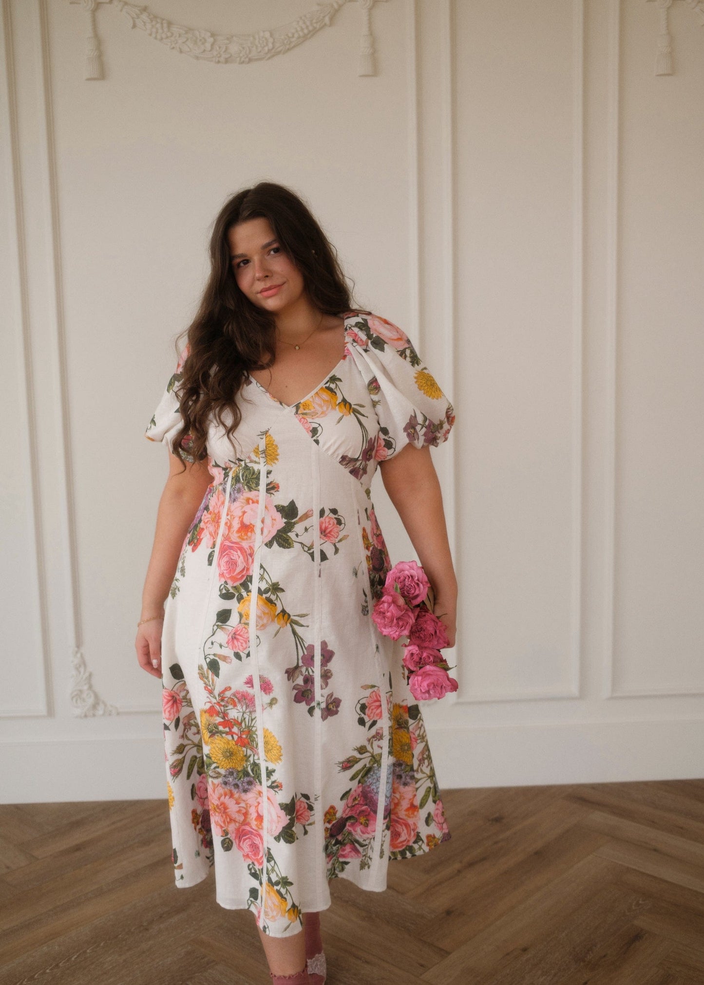 chic size inclusive model wearing JessaKae Valenne Dress