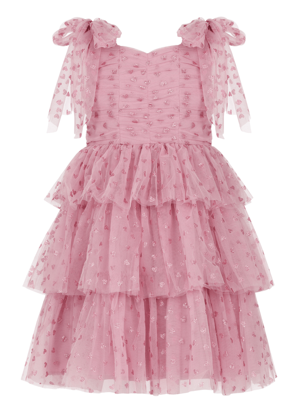 chic size inclusive model wearing JessaKae Valentina Girls Dress Pink / 12-18M Girls Dress