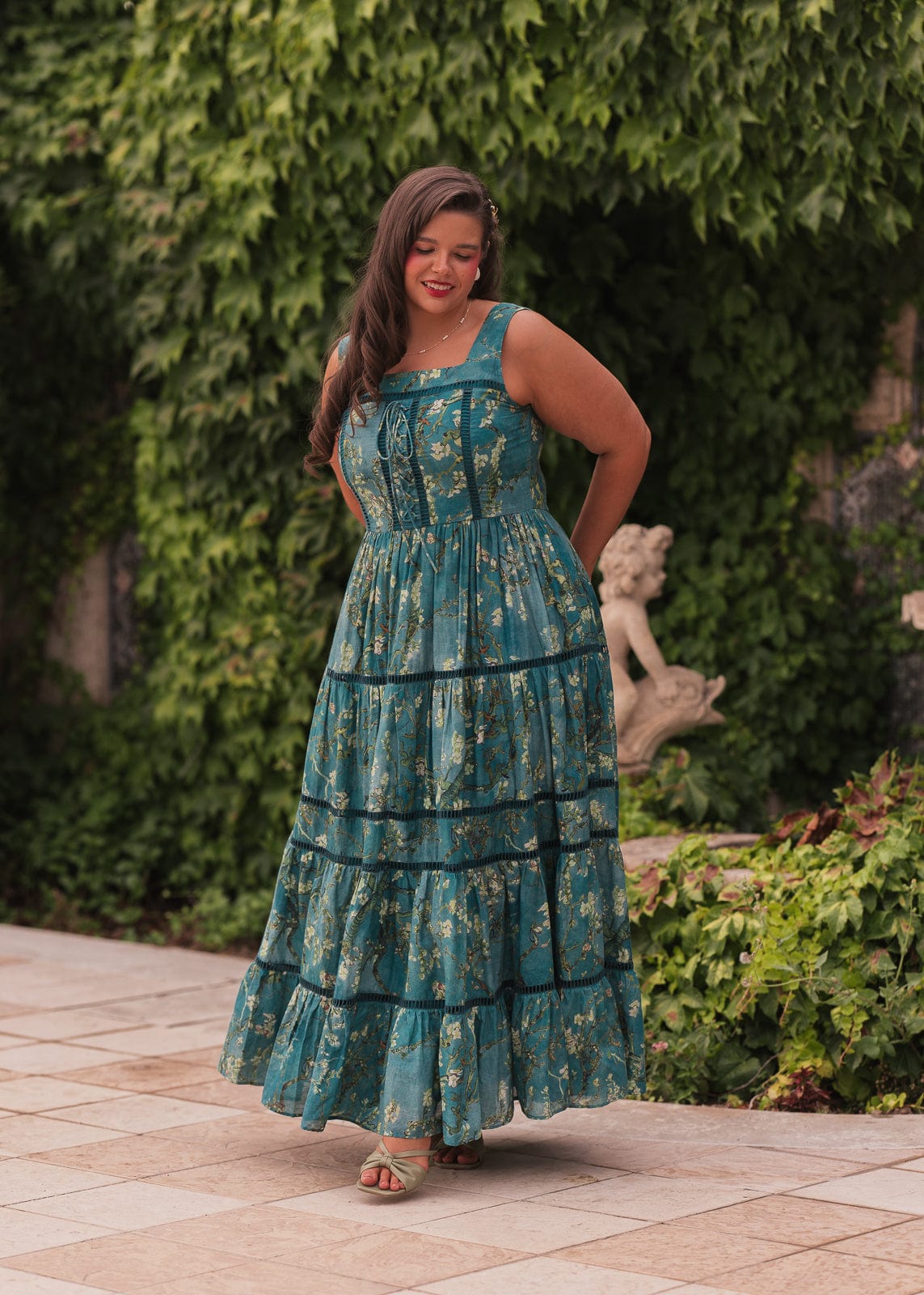 chic size inclusive model wearing JessaKae Van Gogh Dress