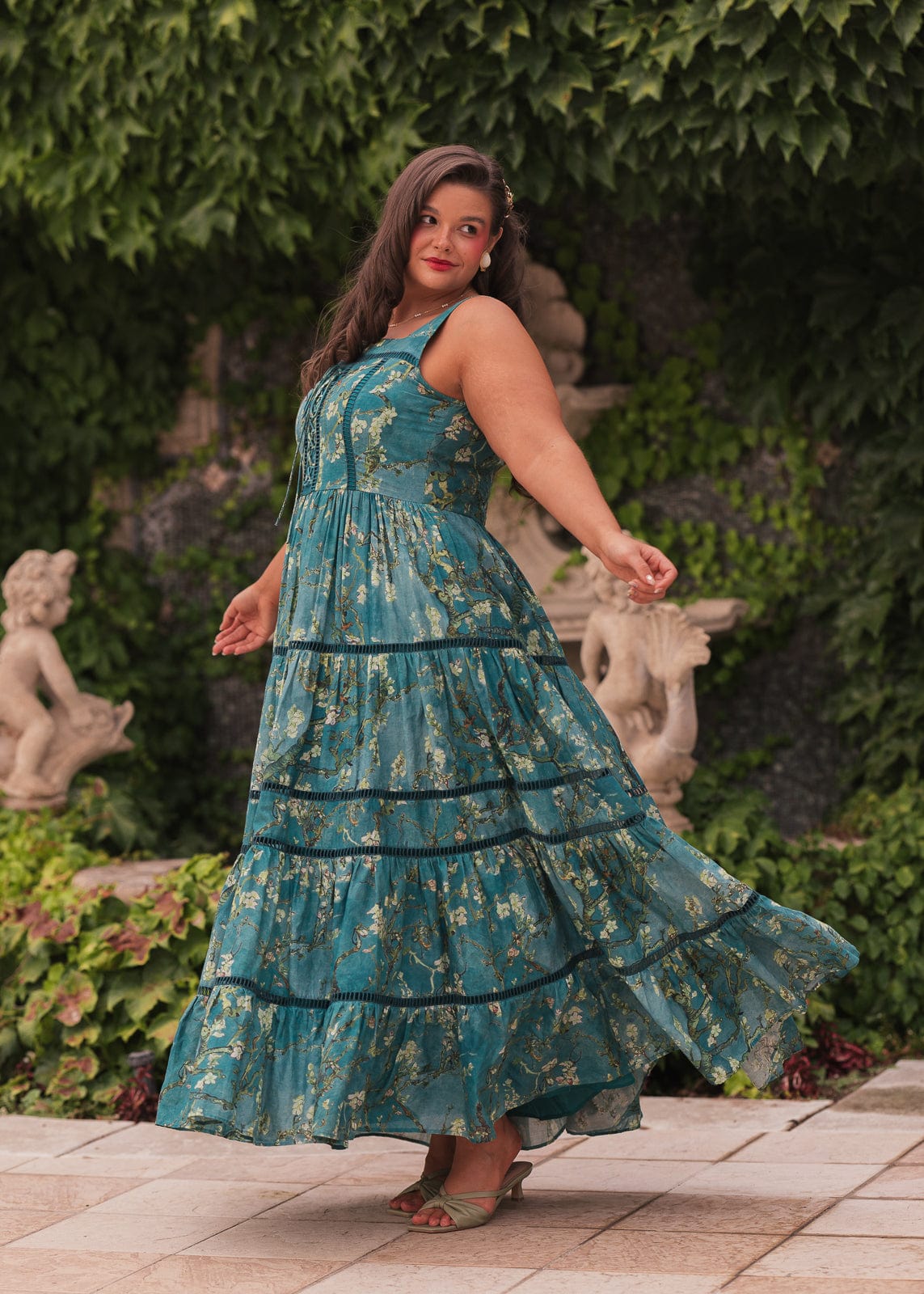 chic size inclusive model wearing JessaKae Van Gogh Dress