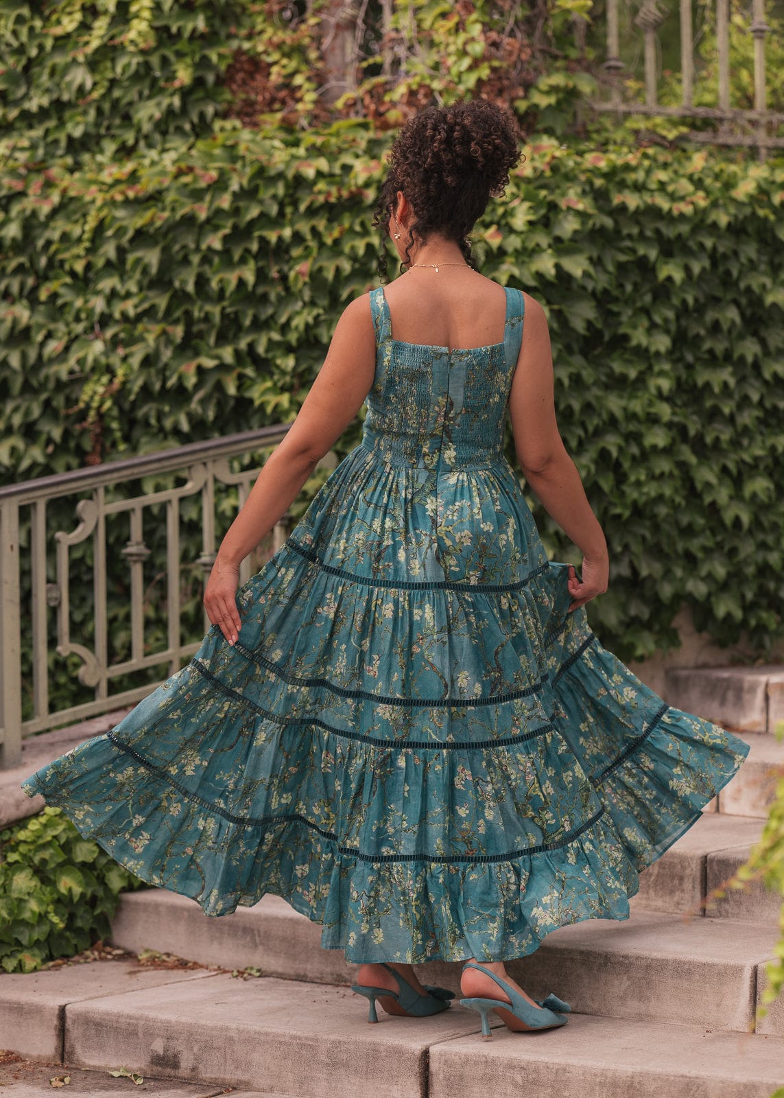 chic size inclusive model wearing JessaKae Van Gogh Dress