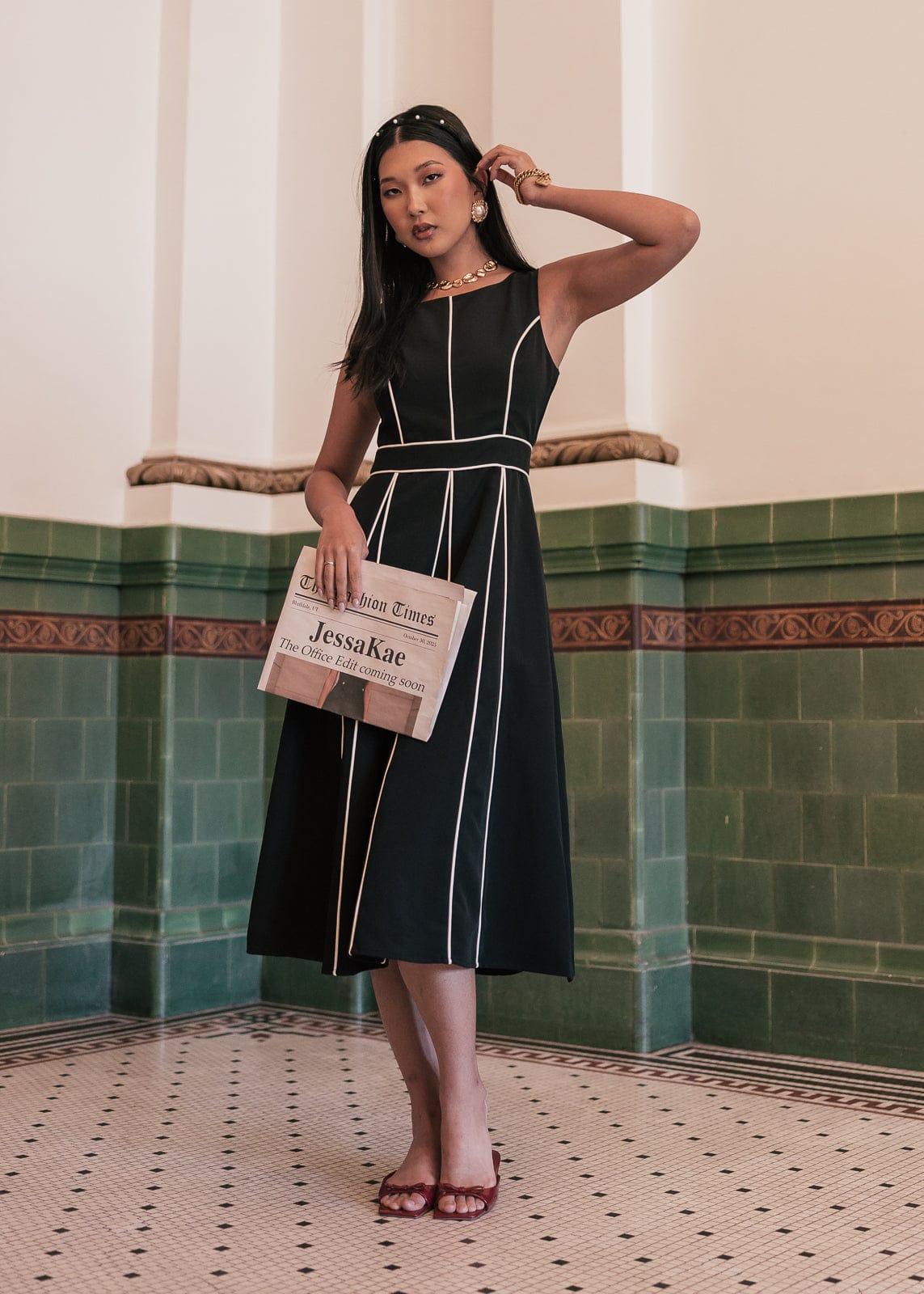 chic size inclusive model wearing JessaKae Vivienne Dress