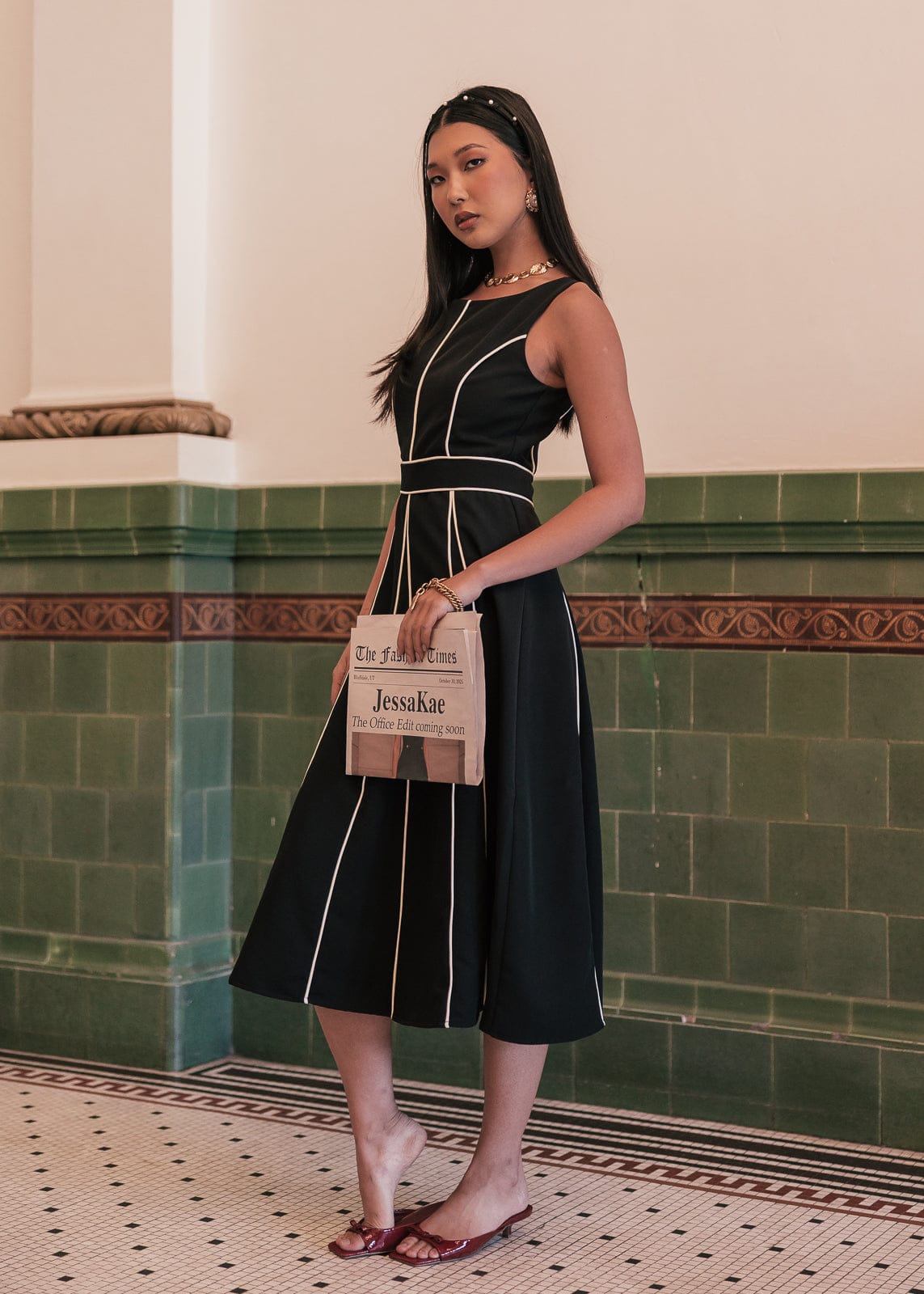 Vivienne Box Pleat Dress - Black | Occasion Dress in Sizes XXS–6X