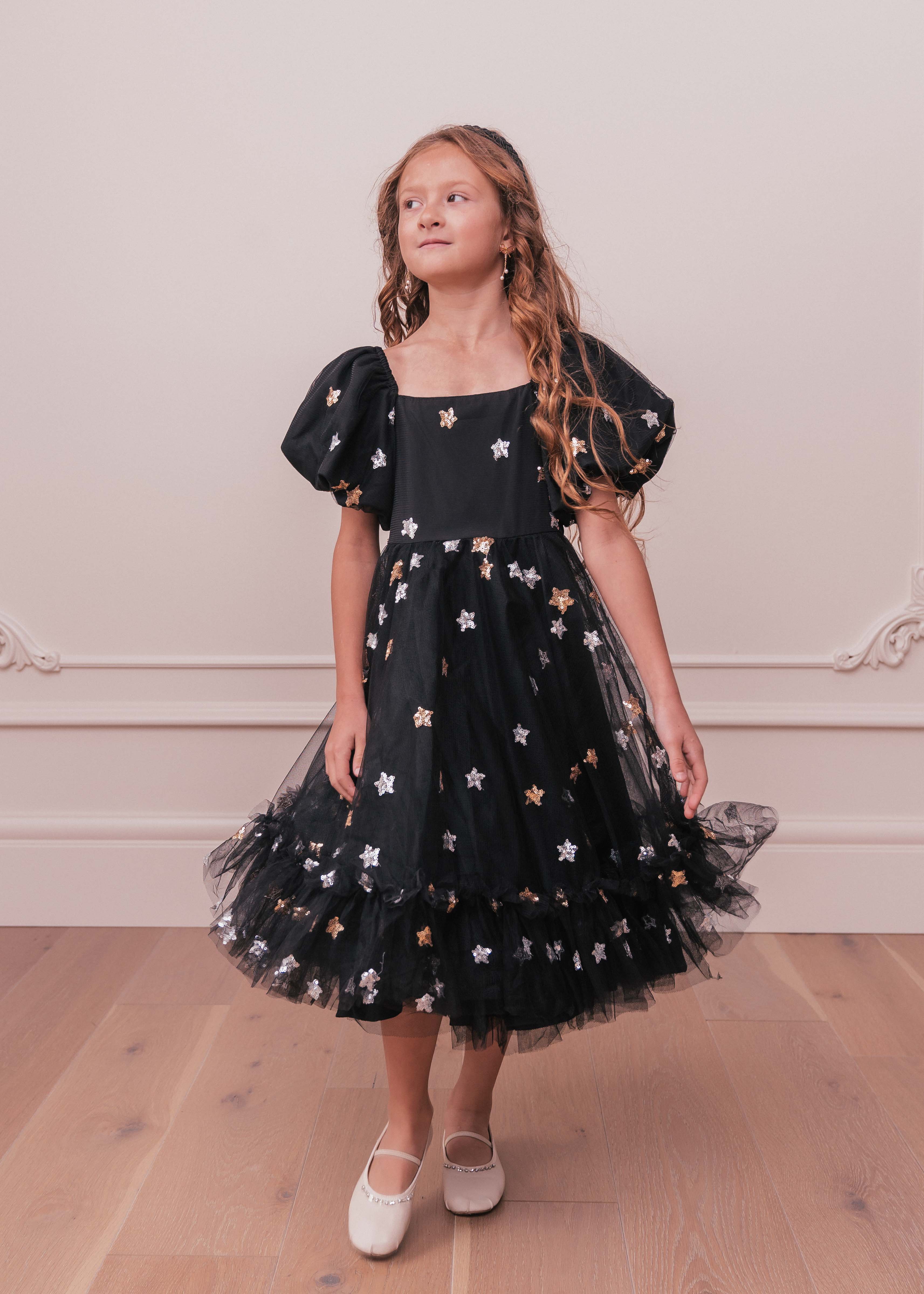 Wendy Girls Dress - Black Star