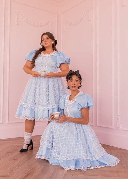 chic size inclusive model wearing JessaKae Wonderland Dress