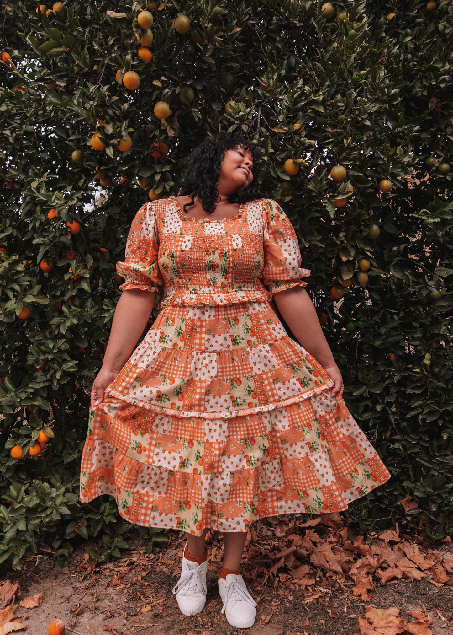 Orange Blossom Dress Dresses - JessaKae - Orange Blossom Dress_Orange Patch / XXL