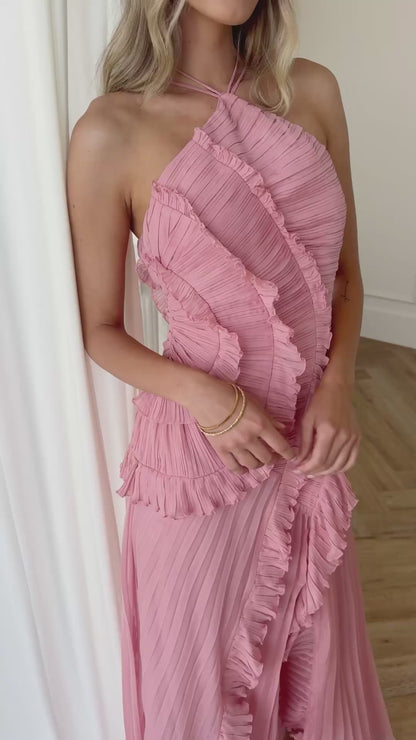 Coralyn Halter Pleated Dress