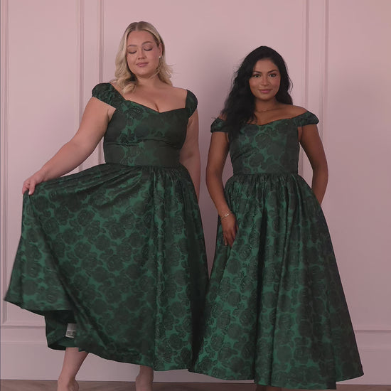 Campbell Floral Print Corset Midi Dress - Green