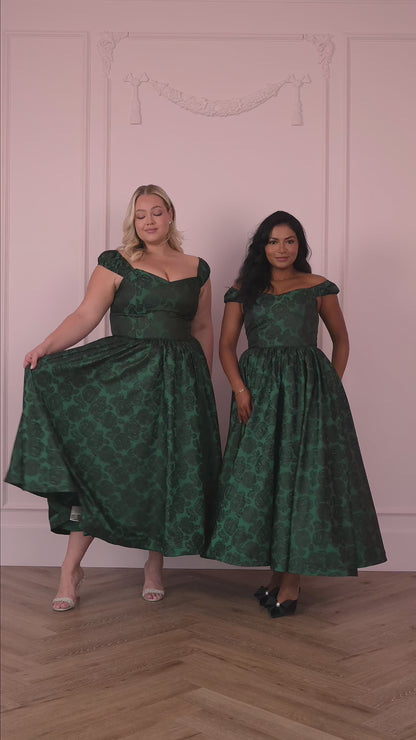 Campbell Floral Print Corset Midi Dress - Green