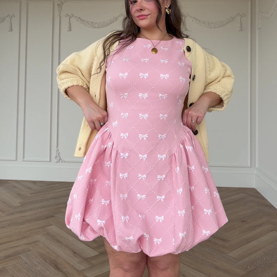 Scarlett Bubble Hem Mini Dress - Pink