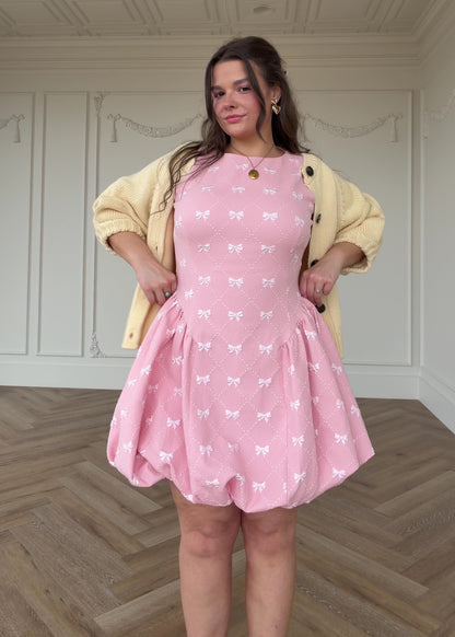 Scarlett Bubble Hem Mini Dress - Pink