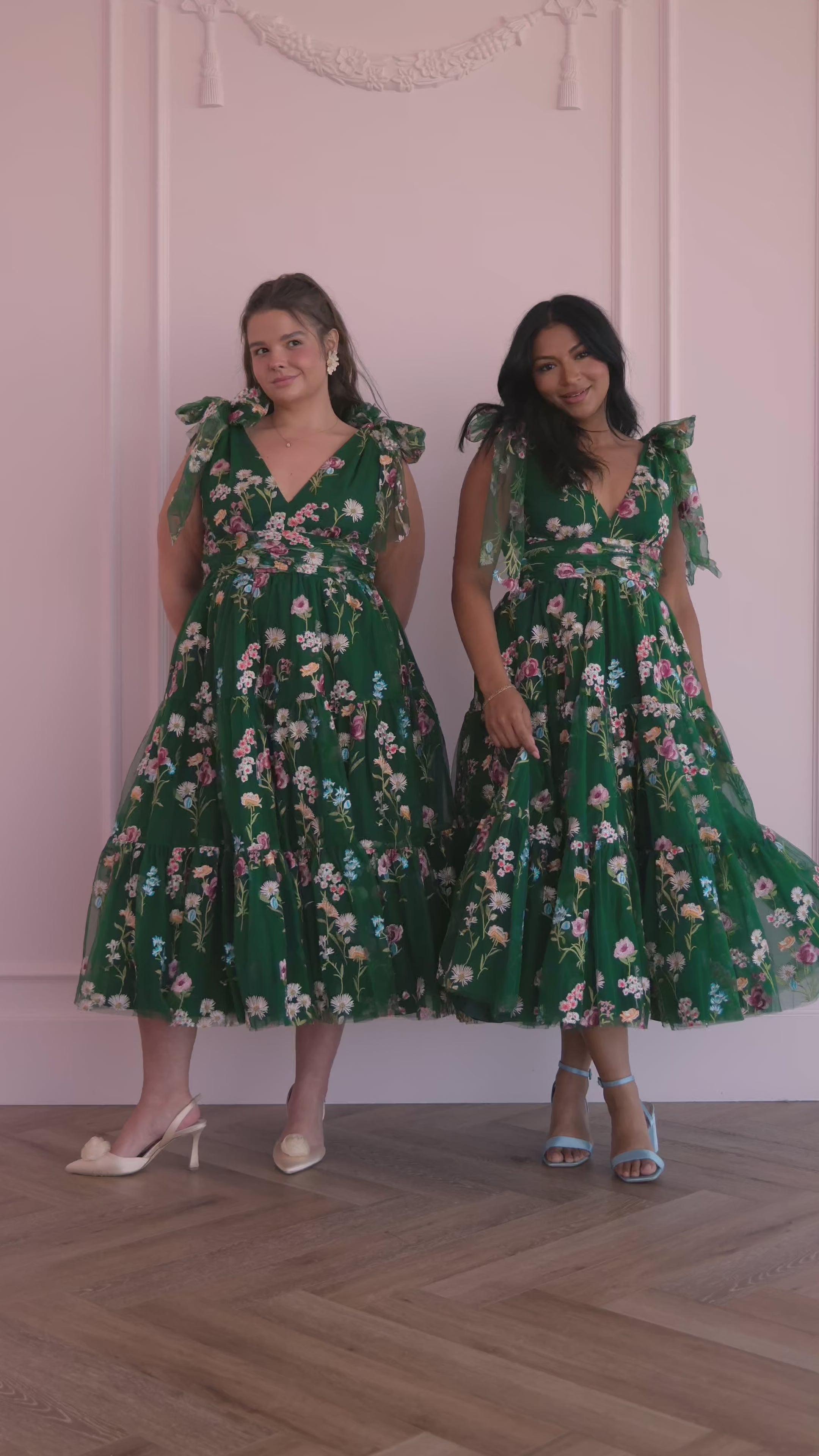 Margaret Floral Midi Dress Emerald