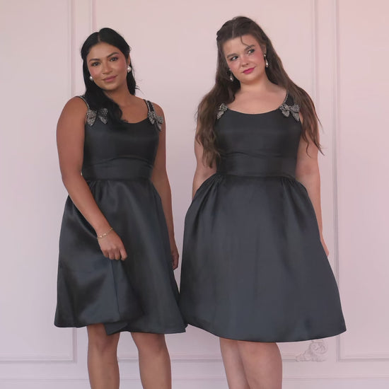 Spencer Bow-Detail Corset Knee Length Dress - Black