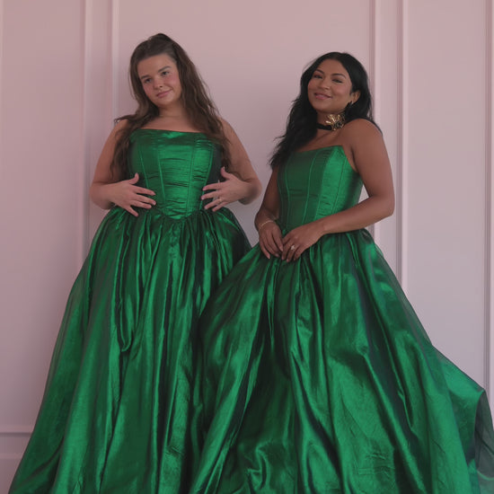 Emerald Strapless Corset Princess Waistline Formal Dress - Green