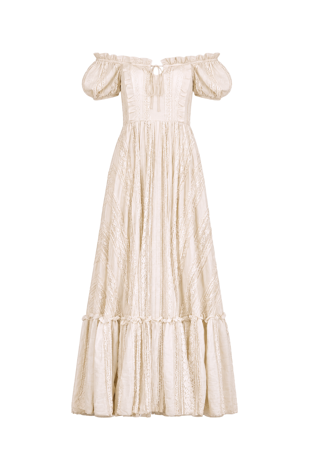 Vera Dress in cream, ghost mannequin front view