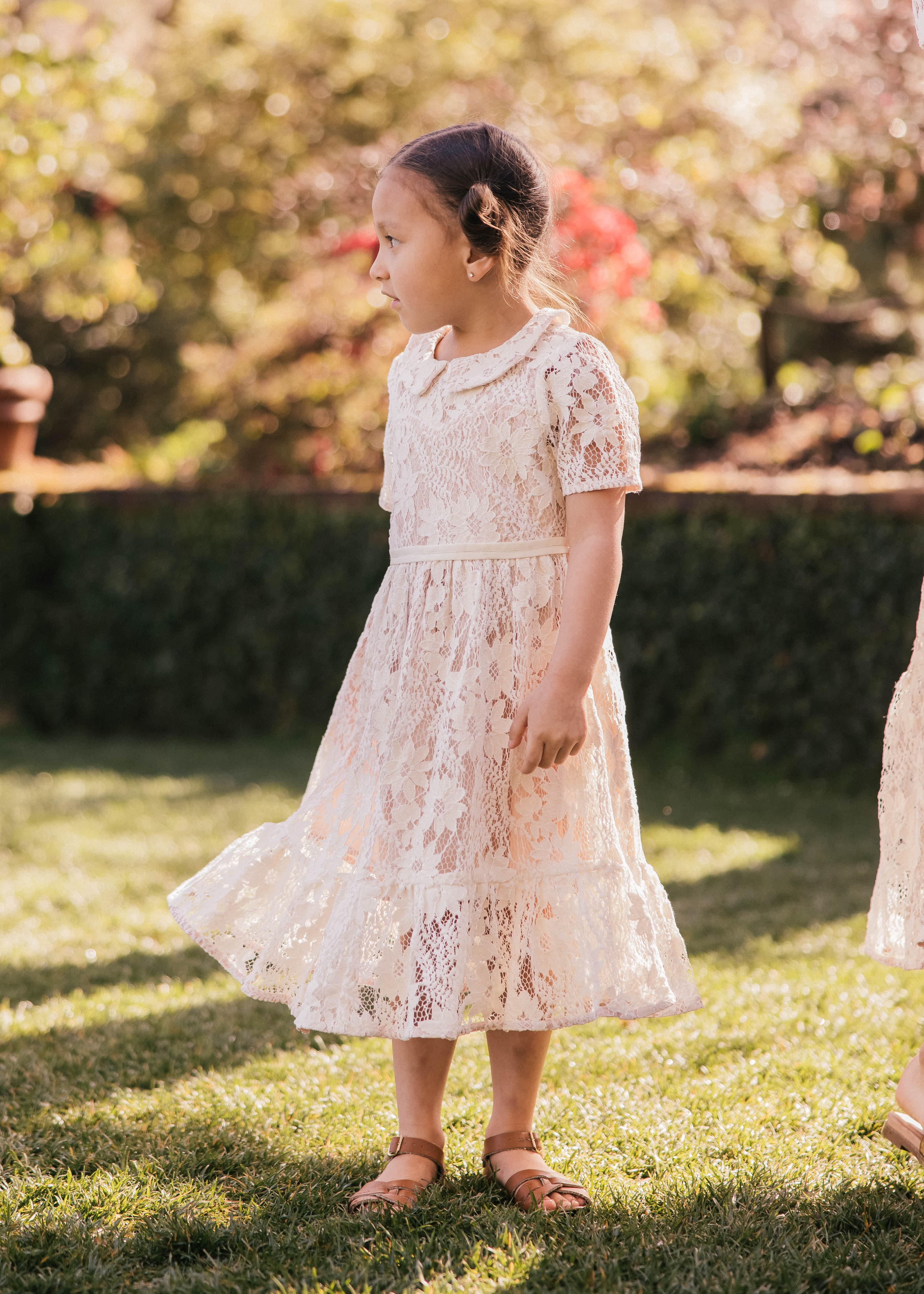 Daisy Girls Dress - Cream