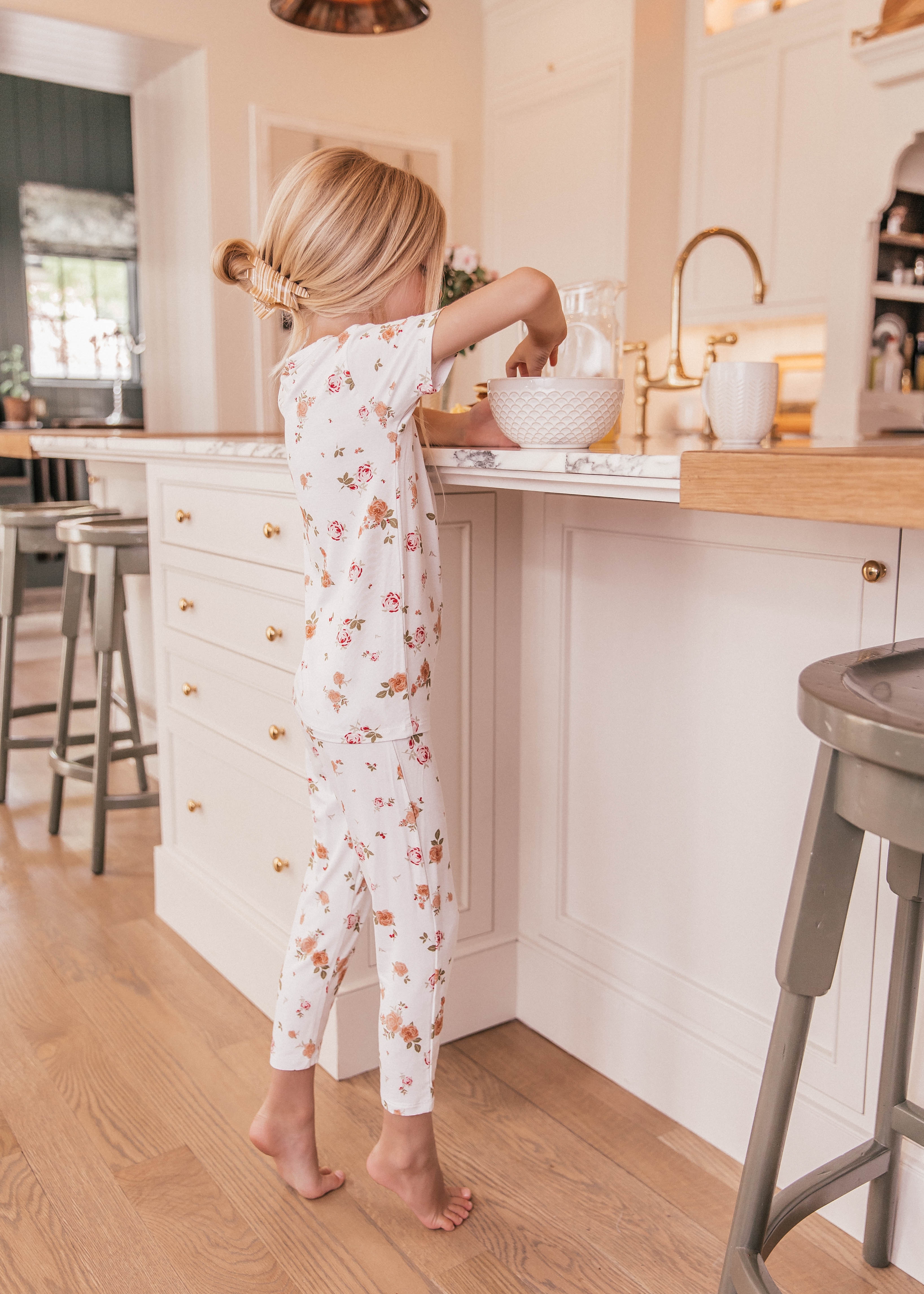 Delicate Rose Children's Pajama Set - White