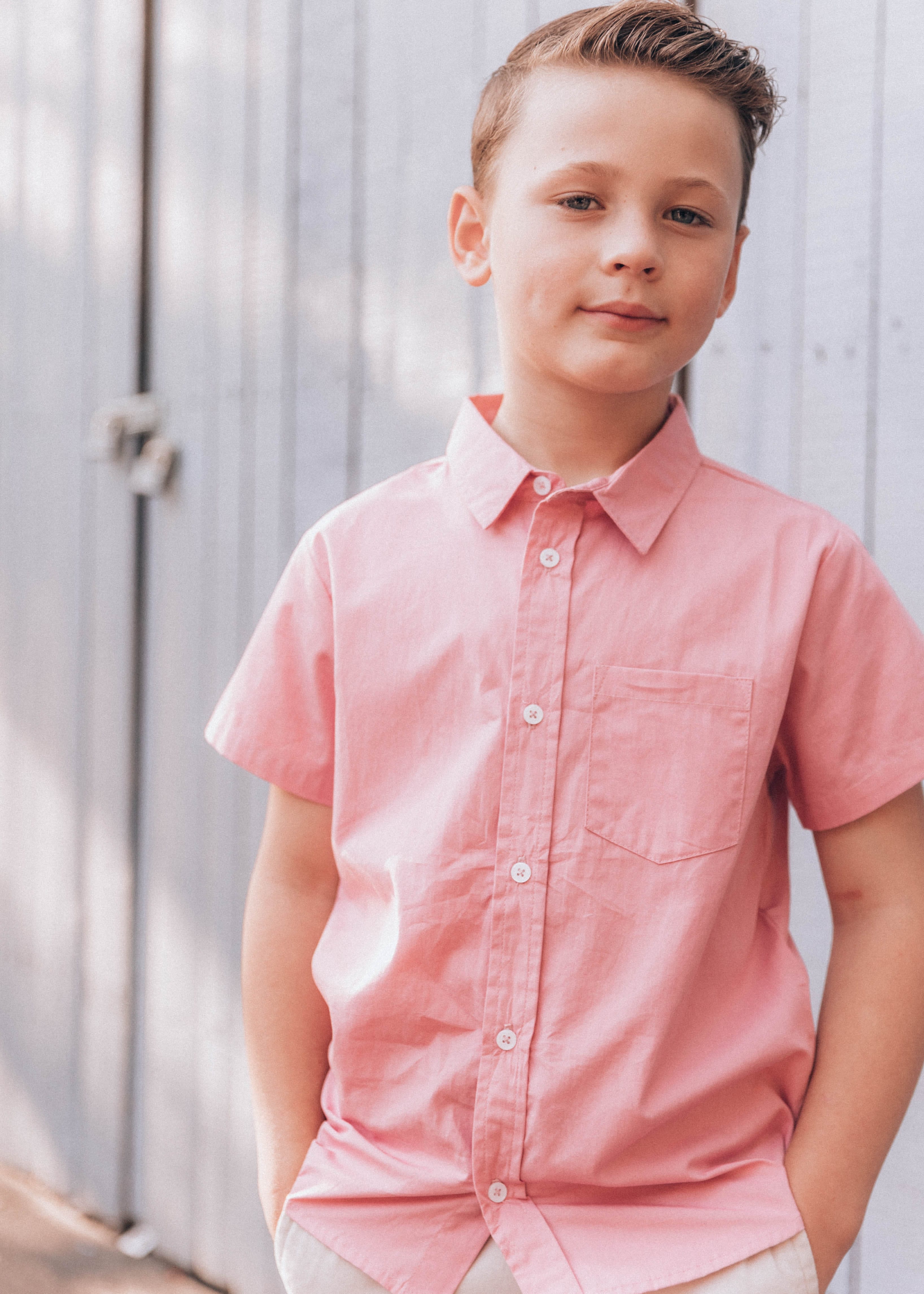 Free Spirit Boys Button Down - Rose