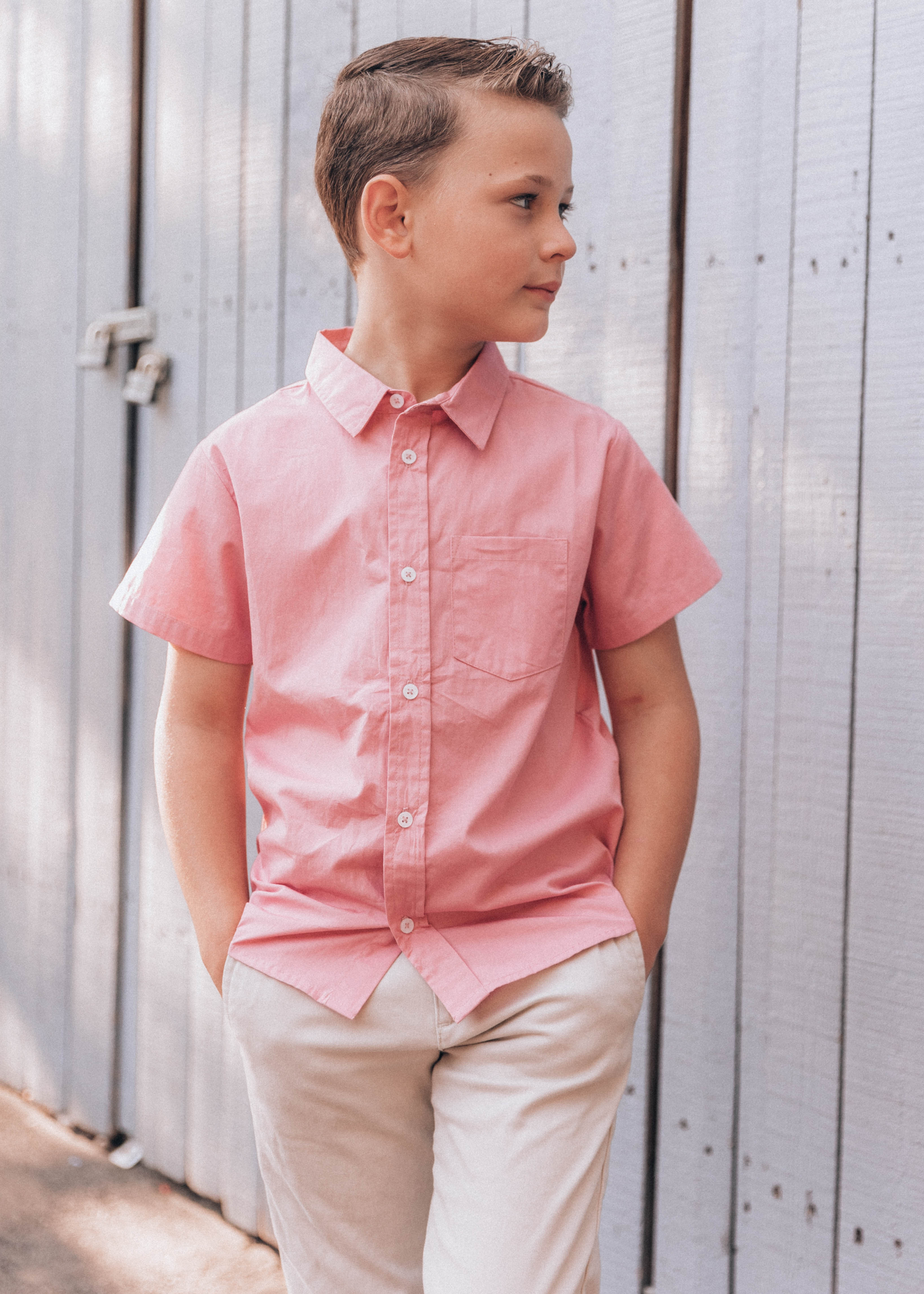 Free Spirit Boys Button Down - Rose