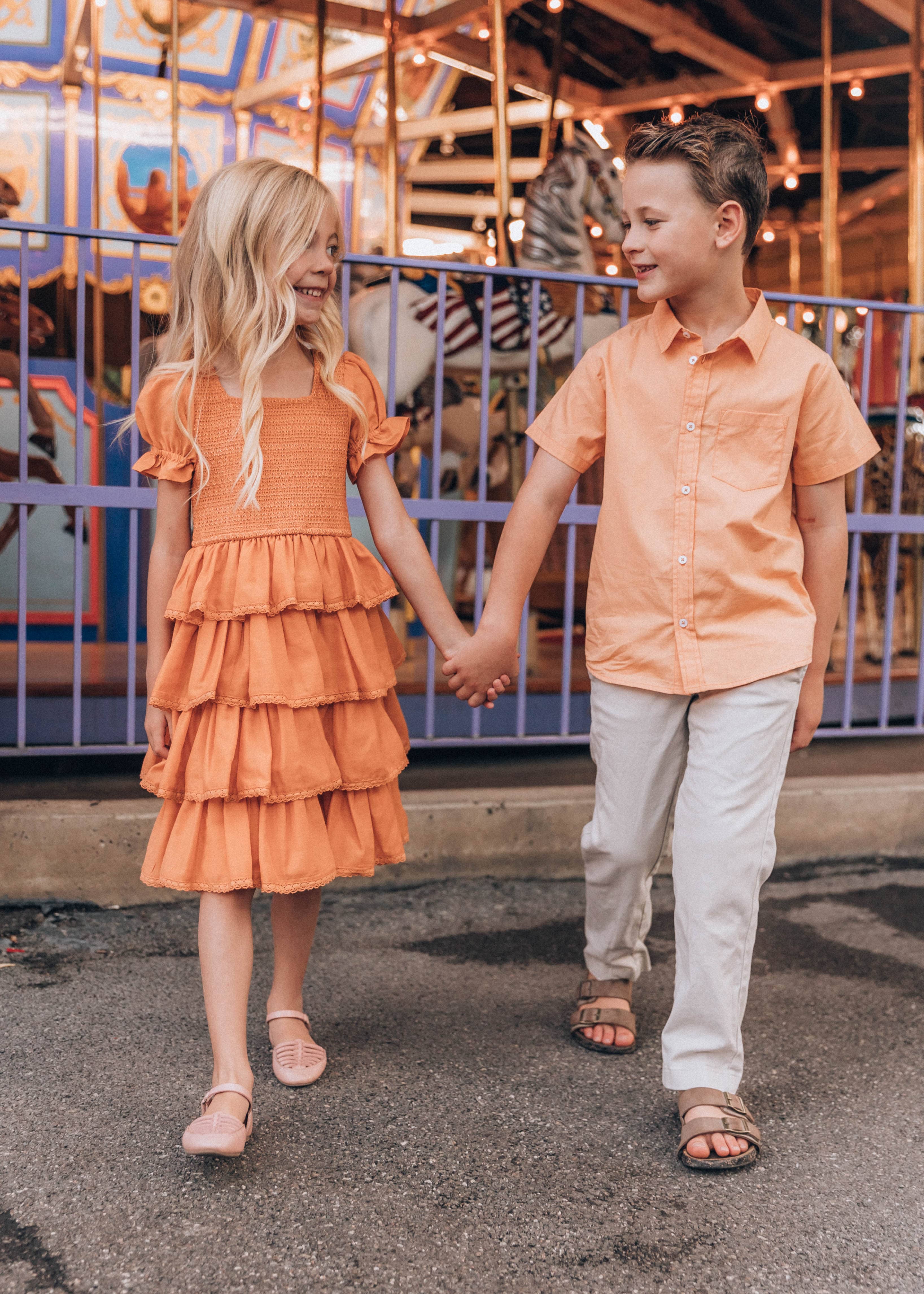 Free Spirit Boys Button Down - Clementine