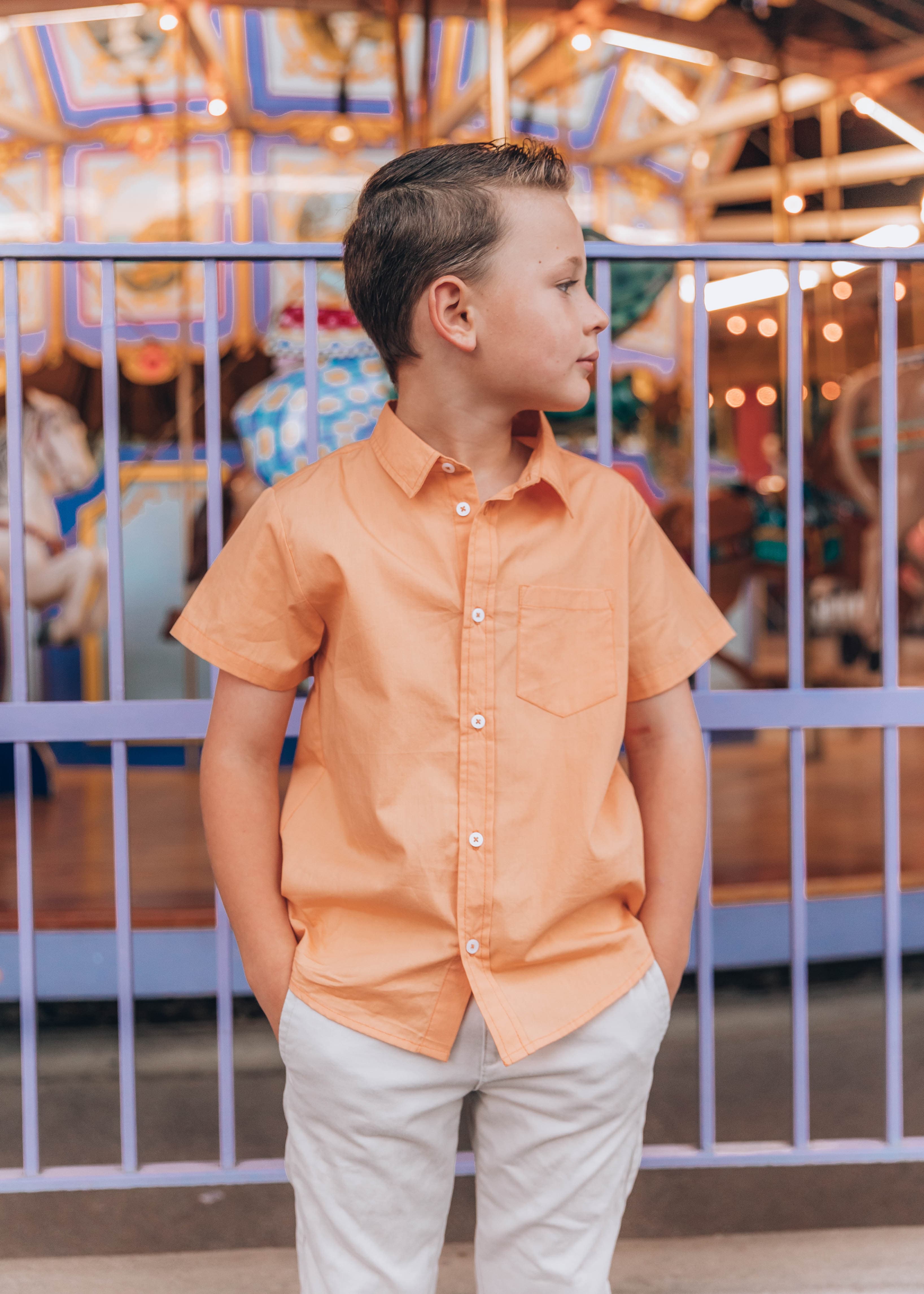 Free Spirit Boys Button Down - Clementine