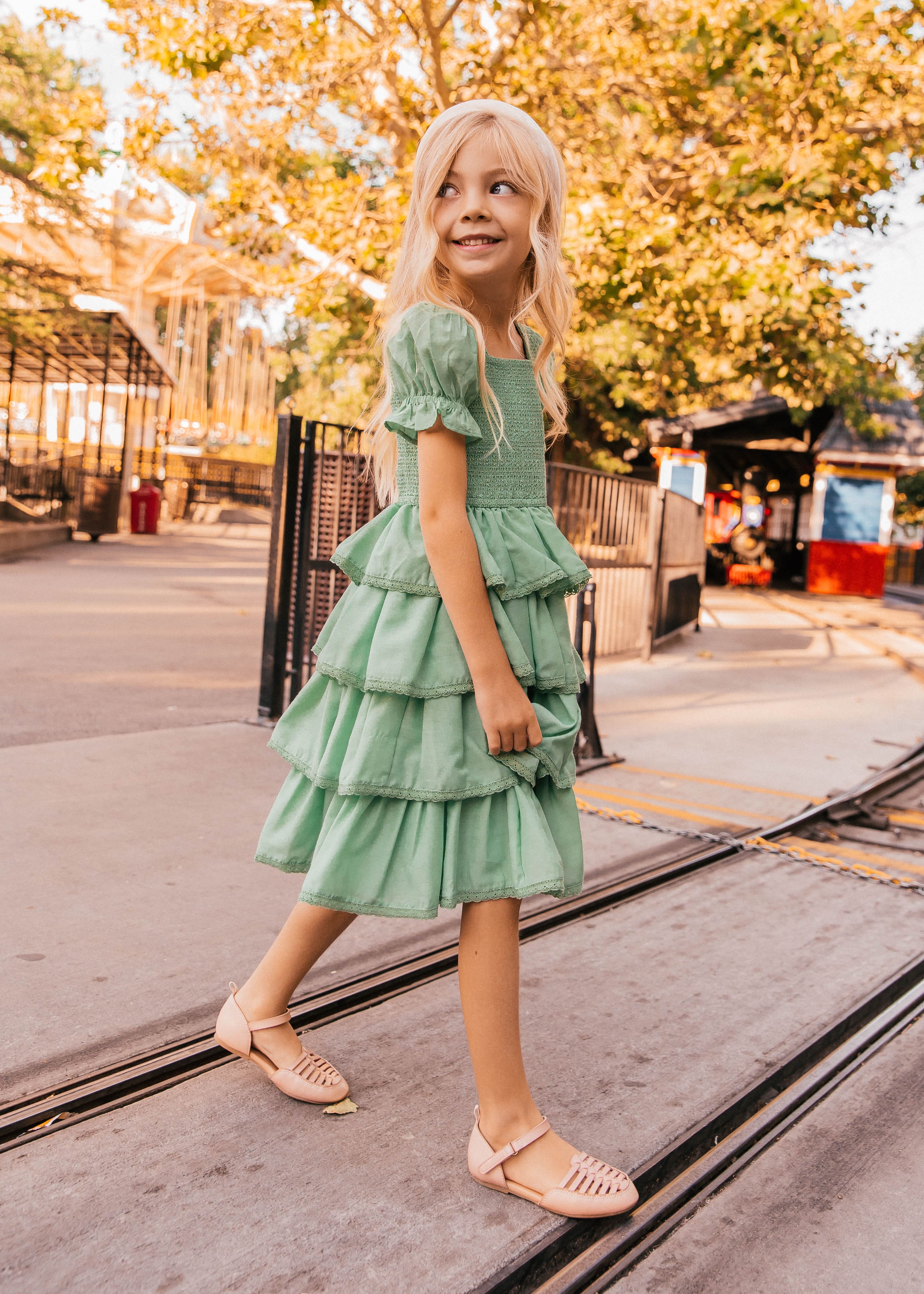 Free Spirit Girls Dress - Green