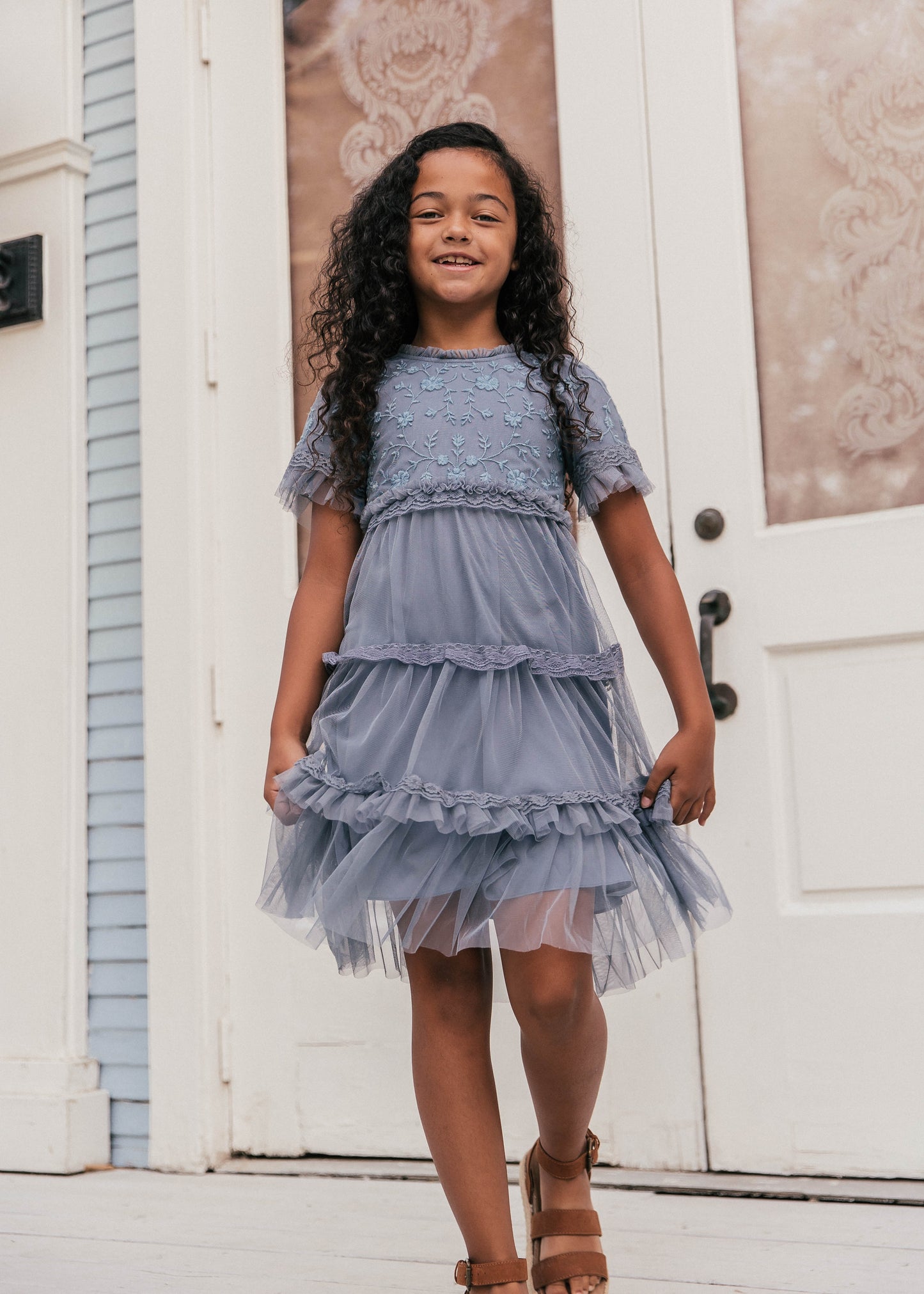 Harper Girls Dress Girls Dress - JessaKae - Harper Girls  Dress_Slate Blue / 4-5Y