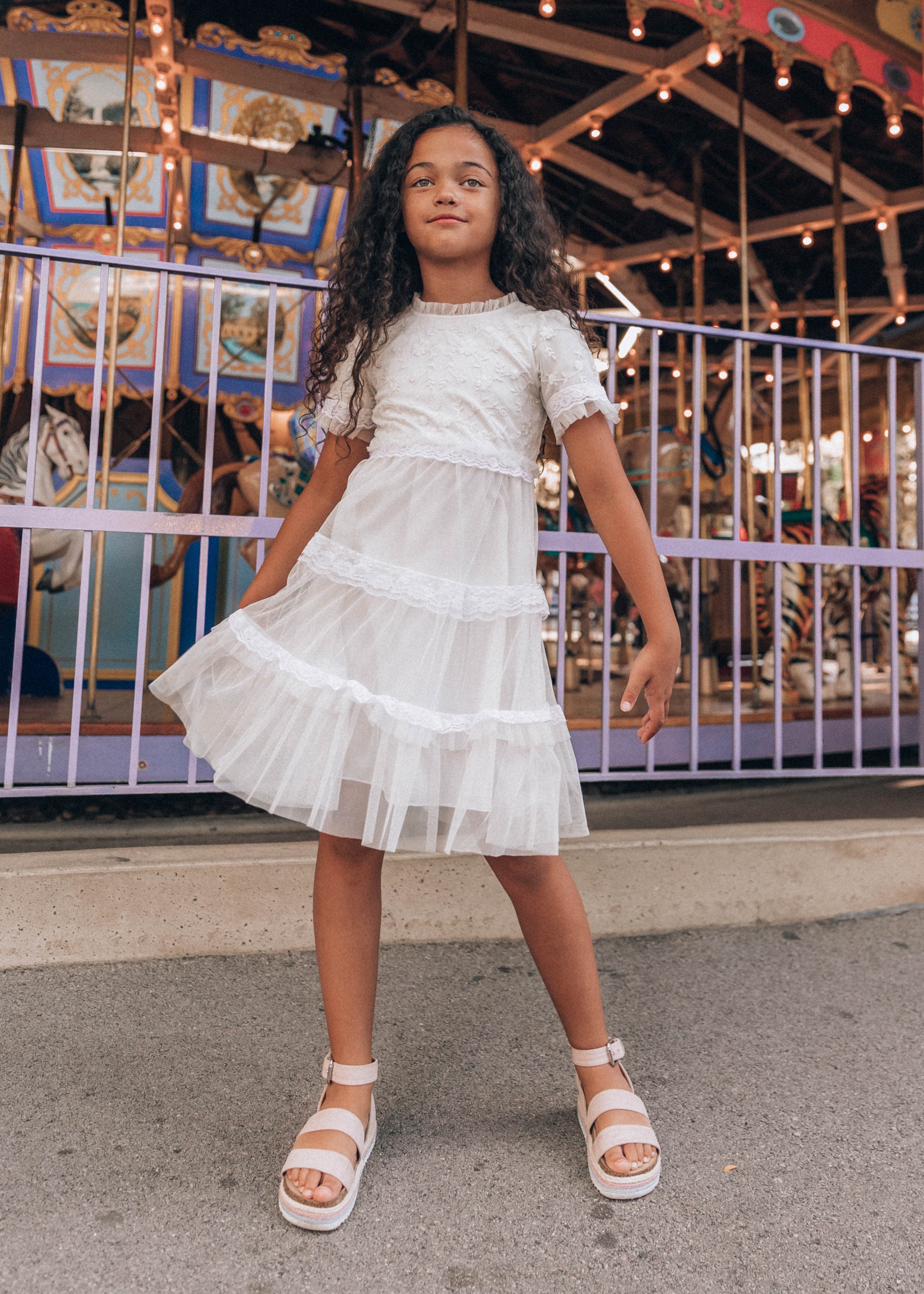 Harper Girls Dress - White