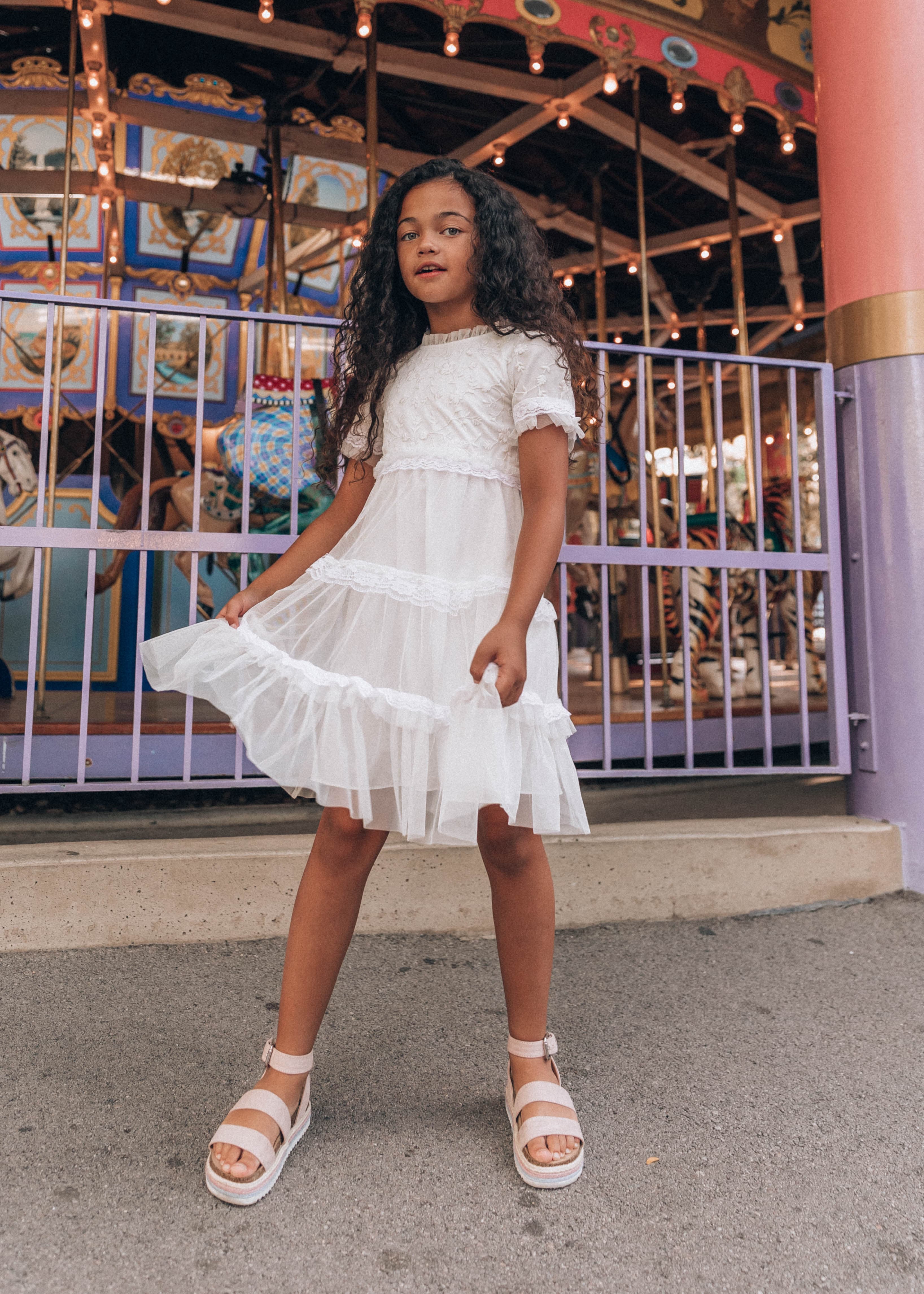 Harper Girls Dress - White