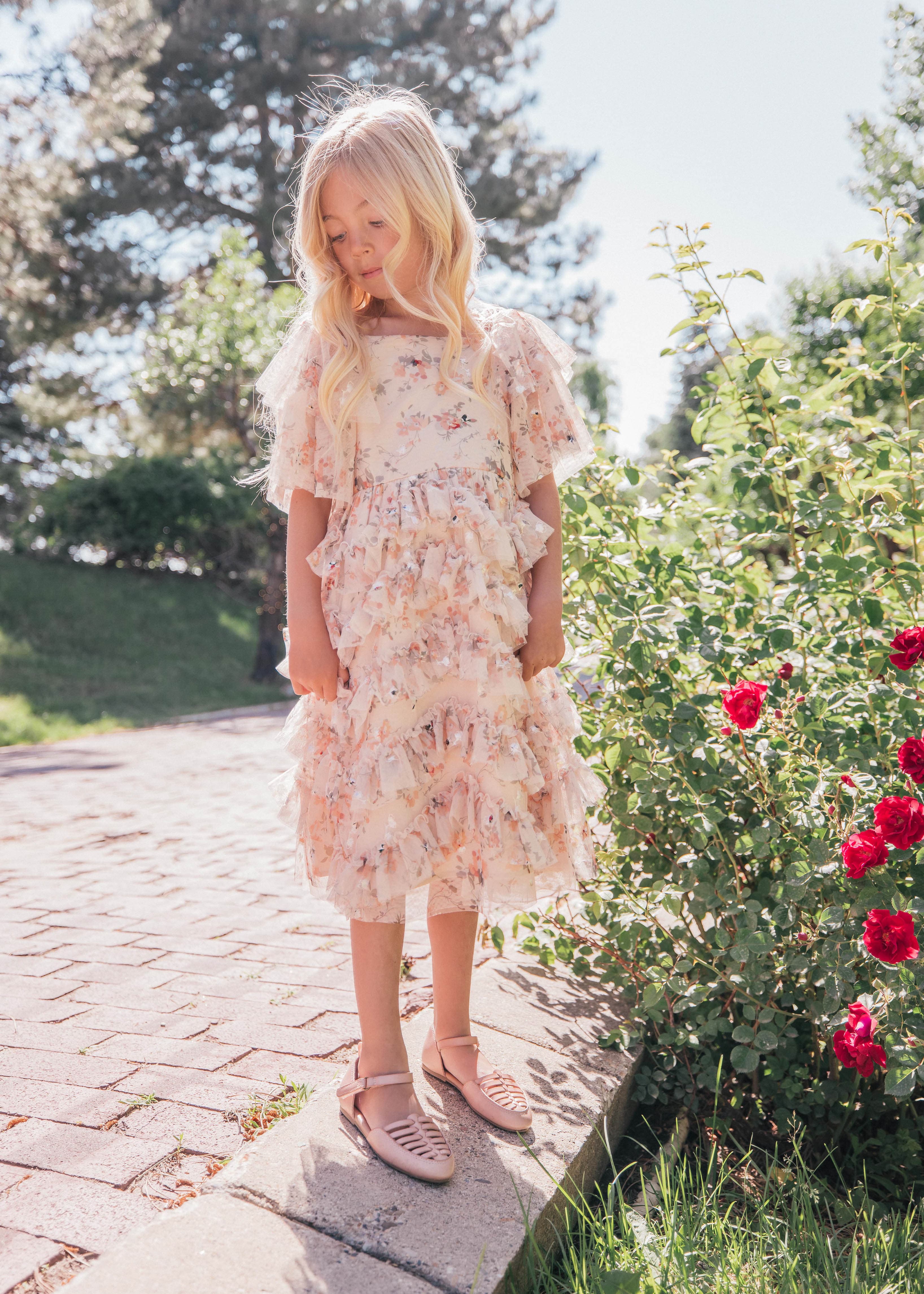 Isla Girls Dress - Champagne Floral