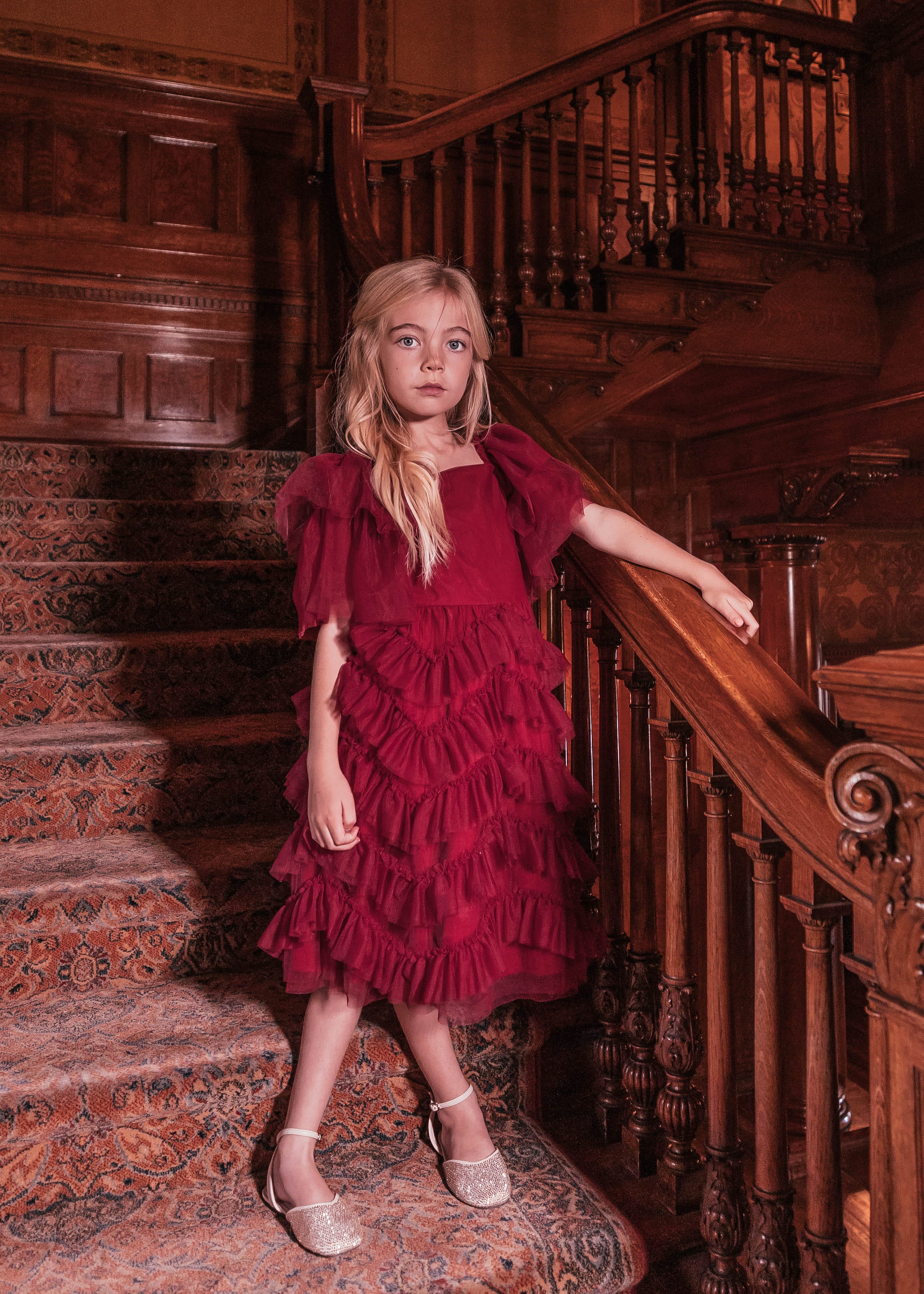 Isla Girls Dress - Burgundy