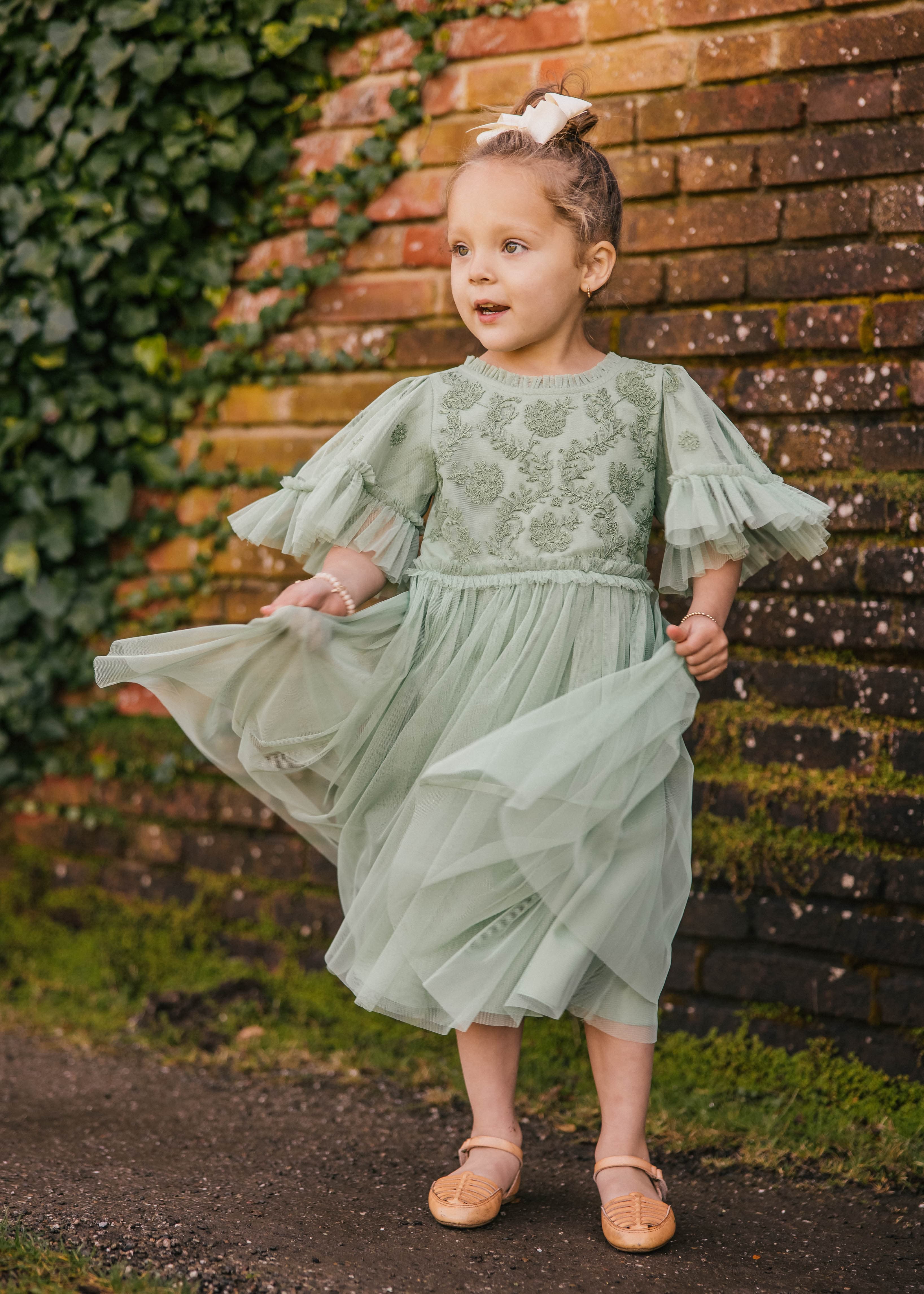 Juliette Girls Dress - Sage