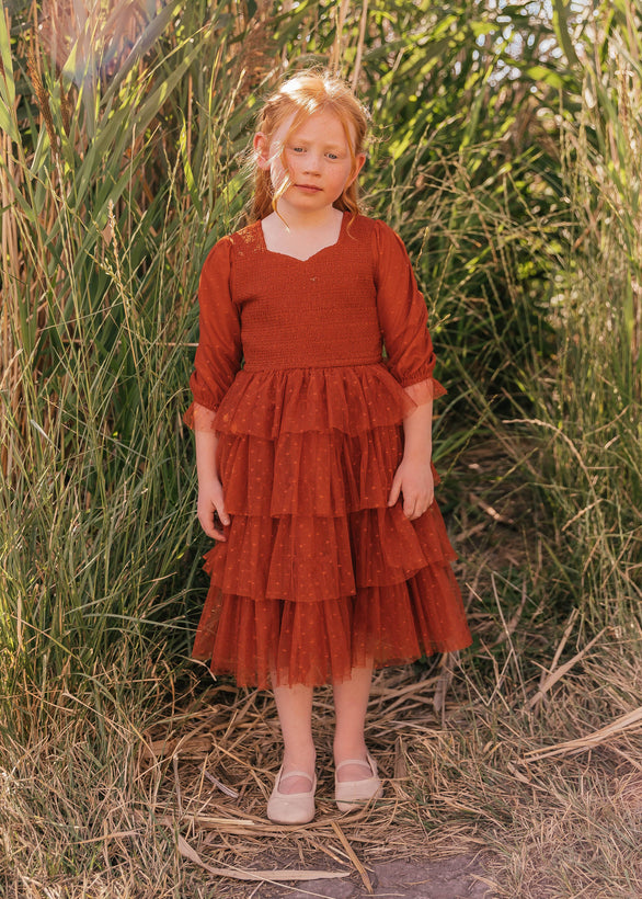 Maisy Girls Dress - Potters Clay