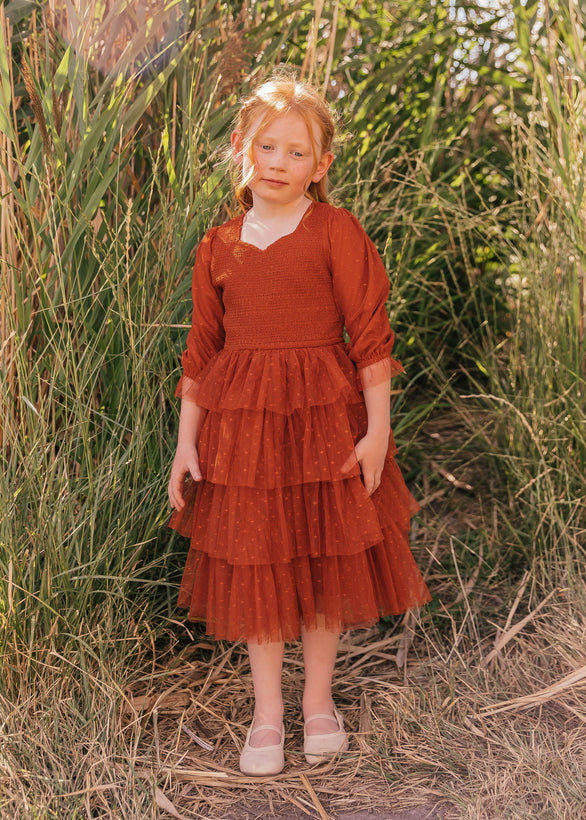 Maisy Girls Dress - Potters Clay