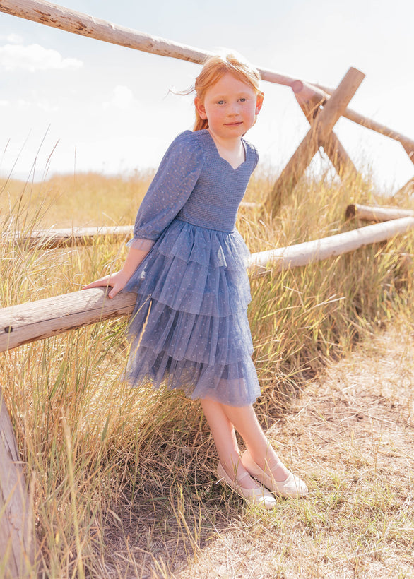 Maisy Girls Dress - Crown Blue