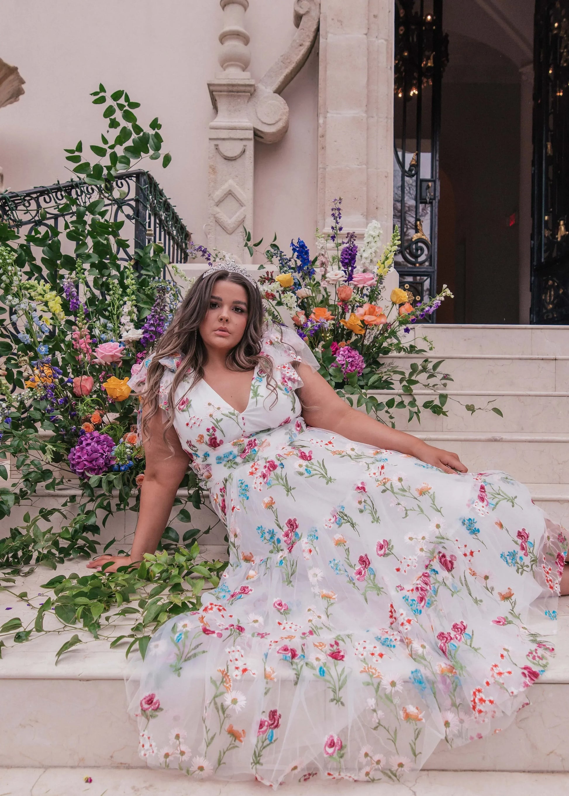 Margaret Floral Midi Dress White | Occasion Dress in Sizes XXS6X | JessaKae Margaret Floral Midi Dress White | Occasion Dress in Sizes XXS6X | JessaKae