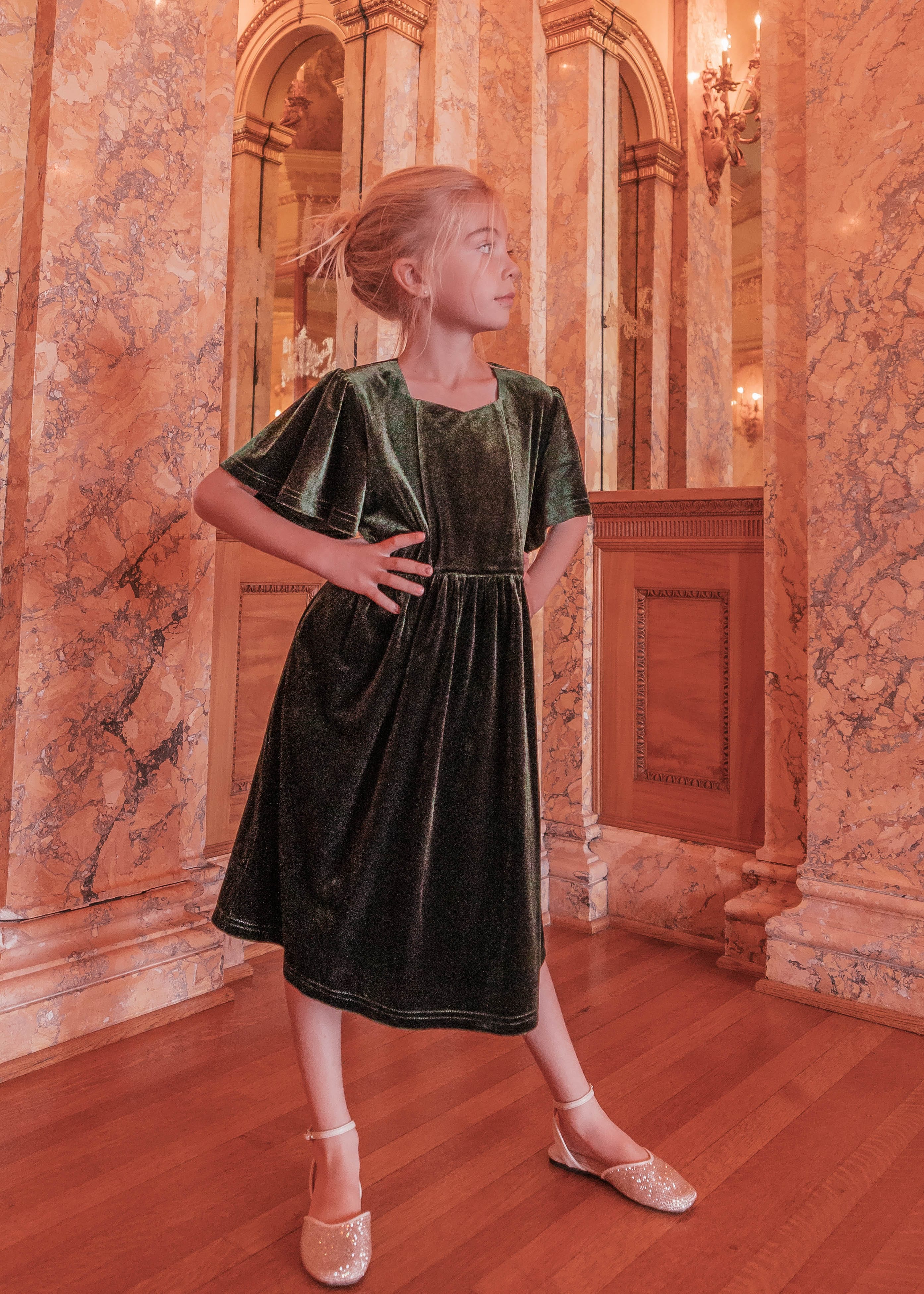 Riverwood Girls Dress - Dark Green