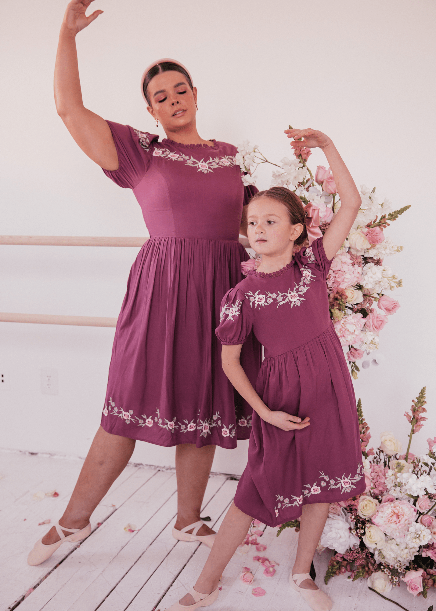 Rosedale Girls Dress - Dark Rose