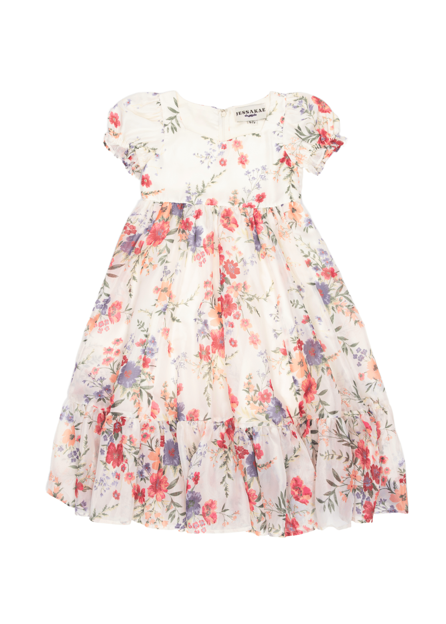 Violette Girls Dress - Cream Floral